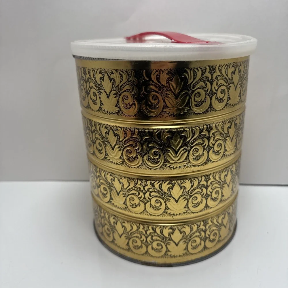 Vintage Coffee Tin Gold yellow c1970‎